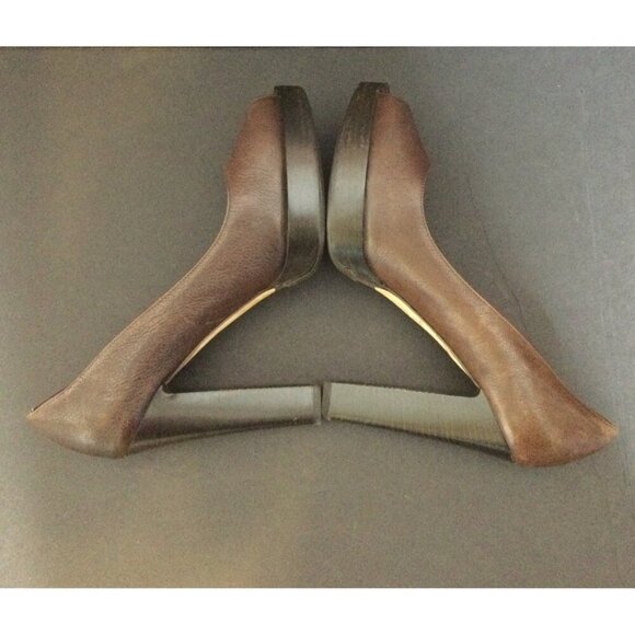 Michael Kors Womens Brown Leather Peep Toe Platform Pumps Size 9.5 M Shoes - Picture 6 of 9